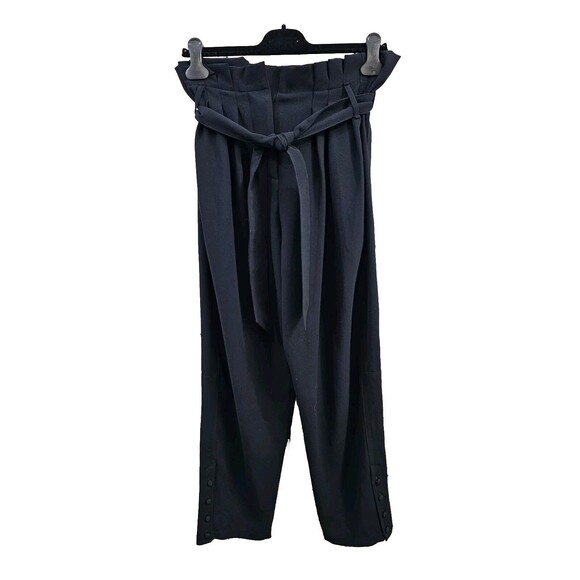DMS Womens 38 Iro Paperbag Waist Belted High Rise Dress Pants‎ Slacks Black EUC - Picture 1 of 10